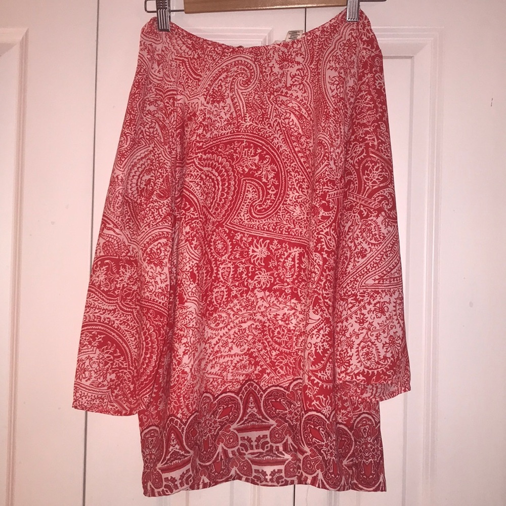Paisley red top with gold zipper